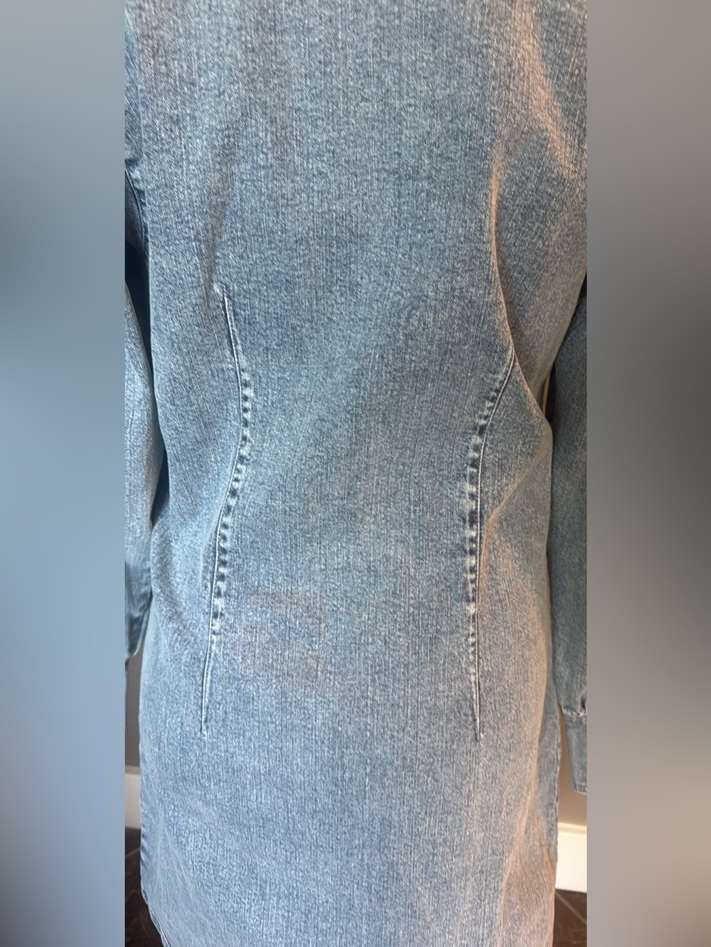 Women's Light Blue Denim Long-Sleeve Shirt Dress - Picture 5 of 7